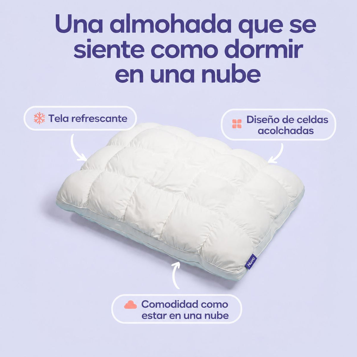 Almohada Dream Cloud sobre la cama, ultra esponjosa